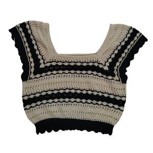 Freshman 1996 Womens Medium Knit Cropped Top Scalloped Hem Boho Style. NWOT